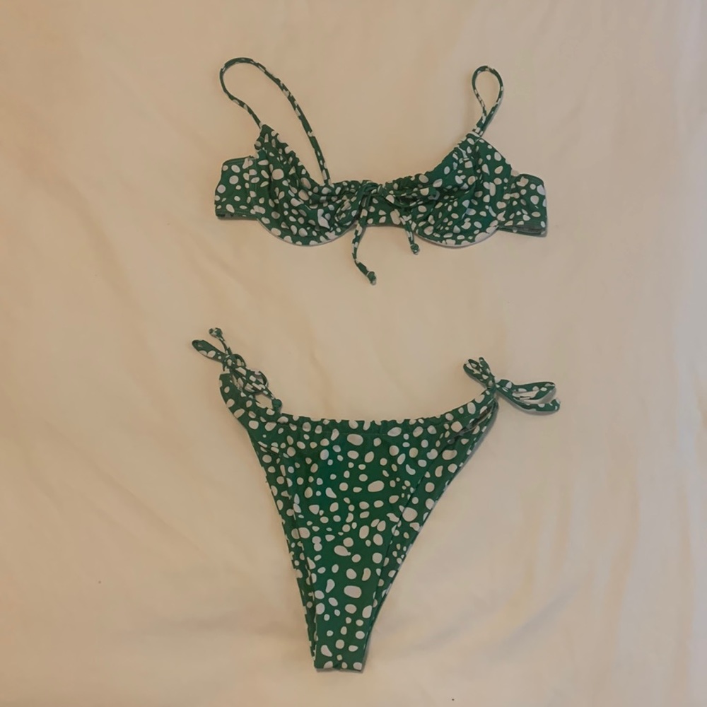 Green and White Bikini
